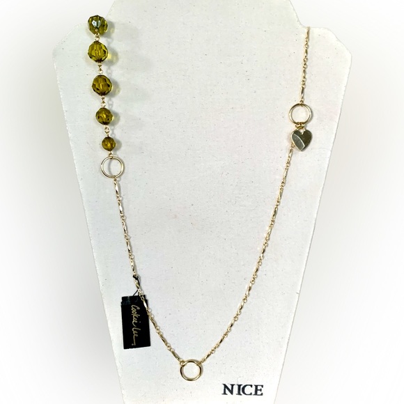 🦚August Birthstone Peridot Color Faceted Bead Heart Multi-Functional Necklace - Picture 4 of 6